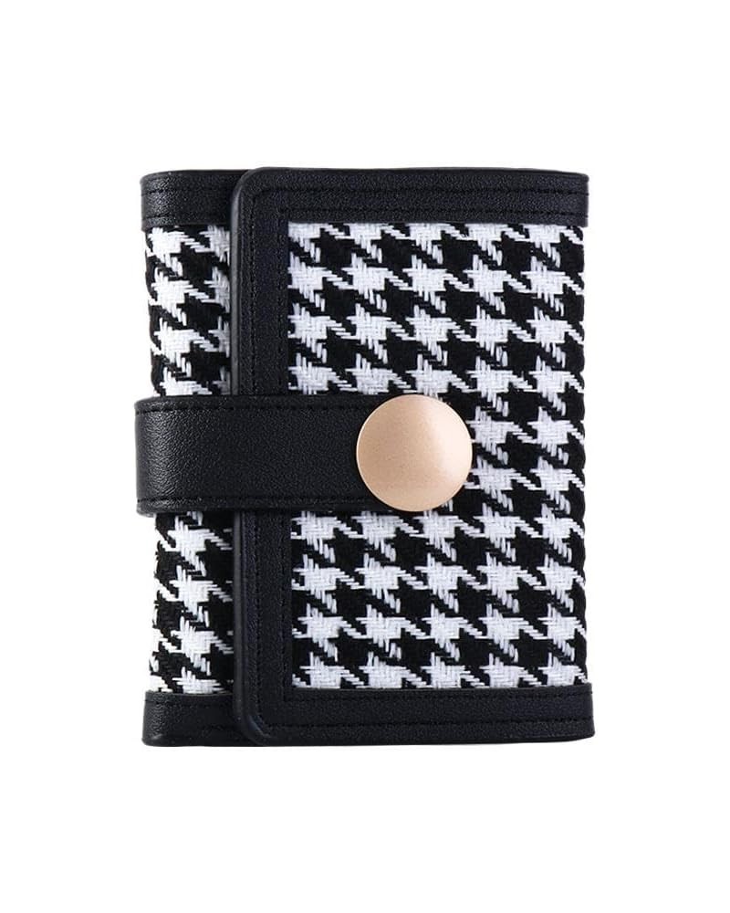 Short Wallet Mini Women Clutch Bag Card Holders Clutch Portable Multi-Card Pocket Women Houndstooth Wallet Women Black_Short ...