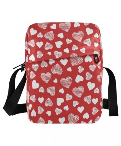 Crossbody Phone Bag Red with White Hearts Small Messenger Shoulder Bag Cash Handbag Wallet Purse(236br3a) $9.02 Crossbody Bags