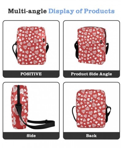 Crossbody Phone Bag Red with White Hearts Small Messenger Shoulder Bag Cash Handbag Wallet Purse(236br3a) $9.02 Crossbody Bags