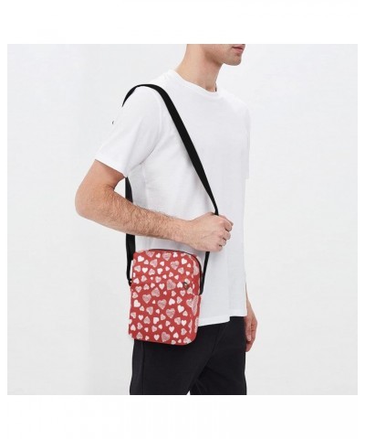 Crossbody Phone Bag Red with White Hearts Small Messenger Shoulder Bag Cash Handbag Wallet Purse(236br3a) $9.02 Crossbody Bags