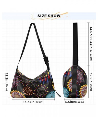 Colorful Fireworks Pattern Crossbody Bags for Women PU Leather Large Shoulder Bag Hobo Purse $14.85 Hobo Bags