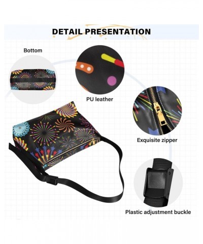 Colorful Fireworks Pattern Crossbody Bags for Women PU Leather Large Shoulder Bag Hobo Purse $14.85 Hobo Bags