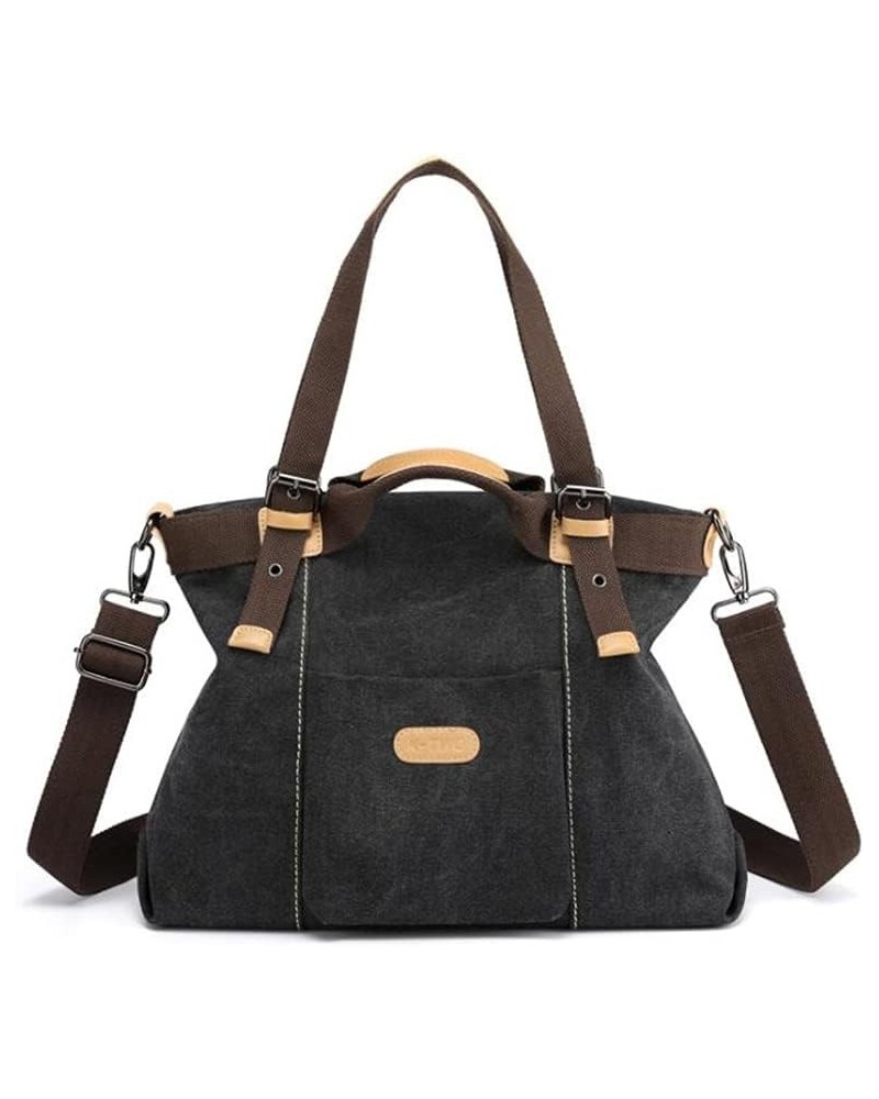 Women Soft Retro Casual All-match Tote Satchel Crossbody Hobo Messenger Canvas Shoulder Bag Clutches Black $22.13 Totes