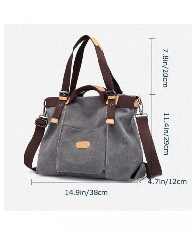 Women Soft Retro Casual All-match Tote Satchel Crossbody Hobo Messenger Canvas Shoulder Bag Clutches Black $22.13 Totes