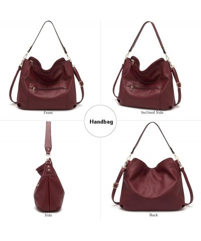 Large Crossbody Bags Ladies Shoulder Handbags Purse and Wallet Set for Women Totes Hobo Purses 3pcs/Set Deepred $18.00 Crossb...