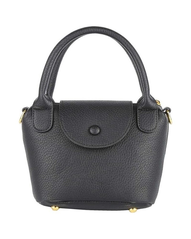 Small bag, women's hand-held dumpling bag, versatile texture, PU handbag, crossbody bag Black $37.75 Totes