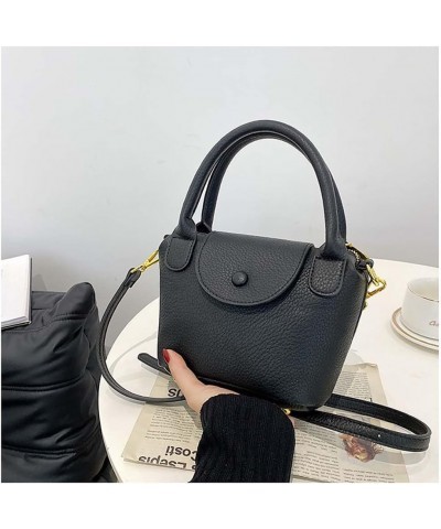 Small bag, women's hand-held dumpling bag, versatile texture, PU handbag, crossbody bag Black $37.75 Totes