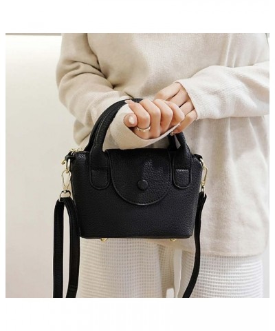 Small bag, women's hand-held dumpling bag, versatile texture, PU handbag, crossbody bag Black $37.75 Totes