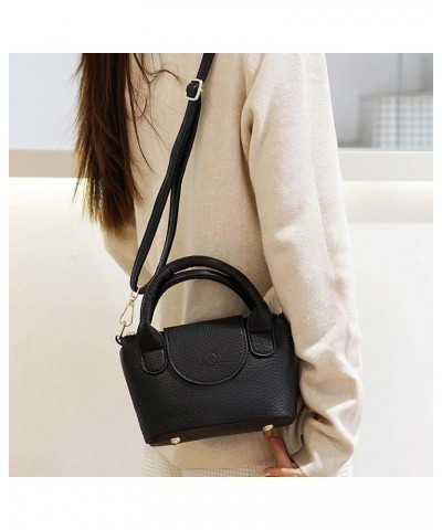 Small bag, women's hand-held dumpling bag, versatile texture, PU handbag, crossbody bag Black $37.75 Totes