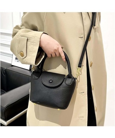 Small bag, women's hand-held dumpling bag, versatile texture, PU handbag, crossbody bag Black $37.75 Totes