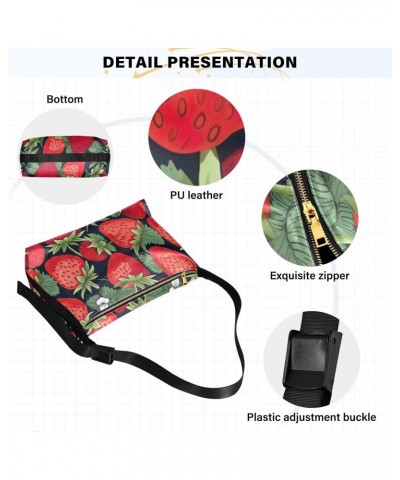 Red Strawberry Black Crossbody Bag for Women Men with Adjustable Strap PU Leather Shoulder Hobo Purse Bag 20850479 $18.80 Sho...