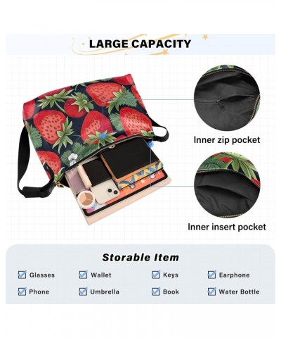 Red Strawberry Black Crossbody Bag for Women Men with Adjustable Strap PU Leather Shoulder Hobo Purse Bag 20850479 $18.80 Sho...