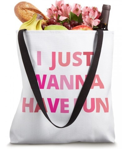 Just Want to Have Fun Girl Power Cute Pink Toddler to Adult Tote Bag $12.75 Totes