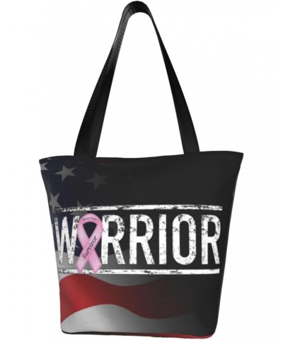 Breast Cancer Warrior Aweareness Ribbon Fashion Shoulder Bag Large Capacity For Man Or Woman $15.07 Totes