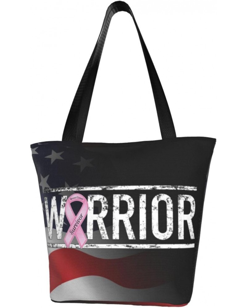 Breast Cancer Warrior Aweareness Ribbon Fashion Shoulder Bag Large Capacity For Man Or Woman $15.07 Totes