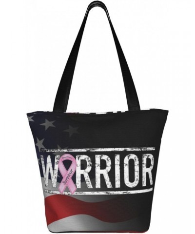 Breast Cancer Warrior Aweareness Ribbon Fashion Shoulder Bag Large Capacity For Man Or Woman $15.07 Totes