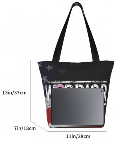 Breast Cancer Warrior Aweareness Ribbon Fashion Shoulder Bag Large Capacity For Man Or Woman $15.07 Totes