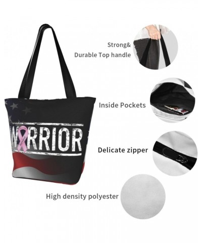 Breast Cancer Warrior Aweareness Ribbon Fashion Shoulder Bag Large Capacity For Man Or Woman $15.07 Totes