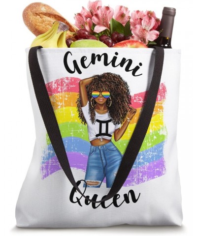 Gay Pride Gemini Queen Black Womens Rainbow FLag Proud Tote Bag $13.75 Totes