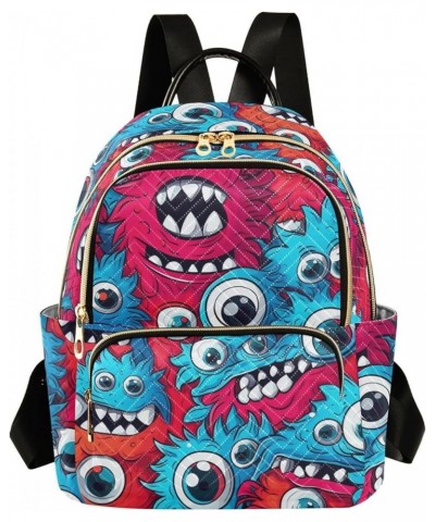 Cartoon Multi-eyed Monsters Fashion Travel Backpack for Women Multi Pockets Lightweight Purse for Women-M Multicolor Medium $...