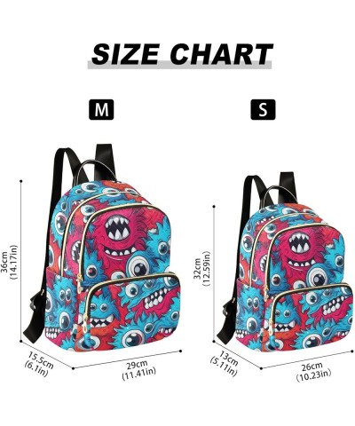 Cartoon Multi-eyed Monsters Fashion Travel Backpack for Women Multi Pockets Lightweight Purse for Women-M Multicolor Medium $...