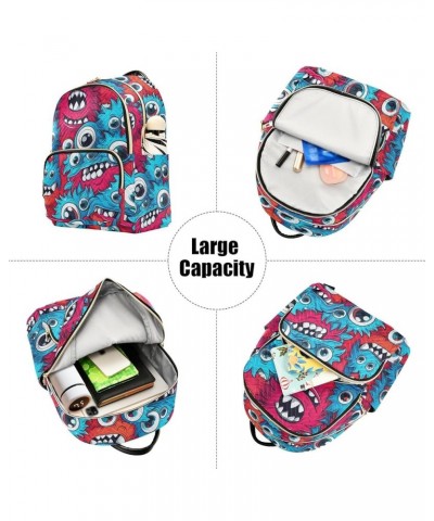 Cartoon Multi-eyed Monsters Fashion Travel Backpack for Women Multi Pockets Lightweight Purse for Women-M Multicolor Medium $...