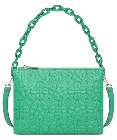 Quilted Crossbody Bag for Women, Trendy Designer Chain PU Leather Triple Gusset Purses Shoulder Handbags Green $15.51 Shoulde...