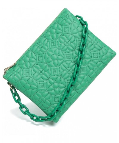 Quilted Crossbody Bag for Women, Trendy Designer Chain PU Leather Triple Gusset Purses Shoulder Handbags Green $15.51 Shoulde...