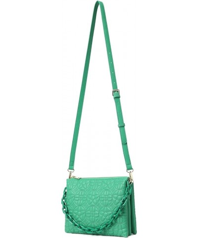 Quilted Crossbody Bag for Women, Trendy Designer Chain PU Leather Triple Gusset Purses Shoulder Handbags Green $15.51 Shoulde...