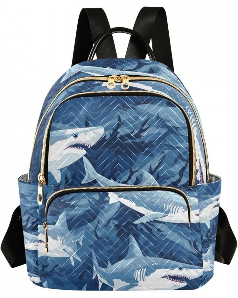 Small Backpack Purse for Women, Sharks-2734 Travel Bag Casual Daypack Shoulder Bag Small $20.15 Backpacks