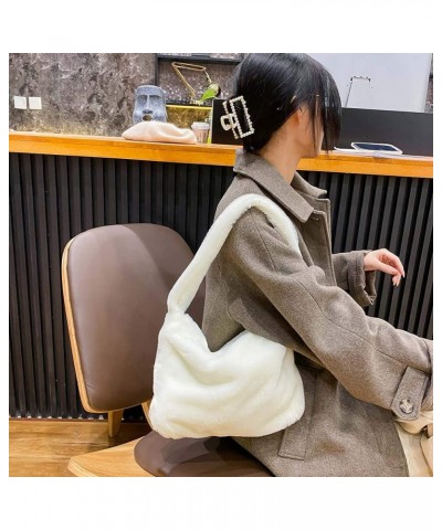 Fashion Animal Pattern Shoulder Underarm Bag Women Plush Top-handle Handbag Beige $8.12 Shoulder Bags