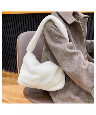 Fashion Animal Pattern Shoulder Underarm Bag Women Plush Top-handle Handbag Beige $8.12 Shoulder Bags