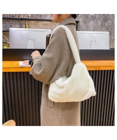 Fashion Animal Pattern Shoulder Underarm Bag Women Plush Top-handle Handbag Beige $8.12 Shoulder Bags