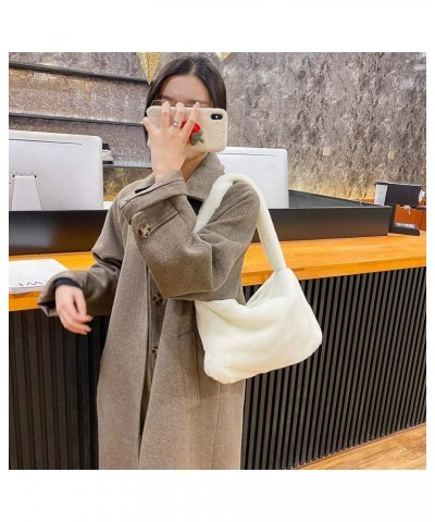 Fashion Animal Pattern Shoulder Underarm Bag Women Plush Top-handle Handbag Beige $8.12 Shoulder Bags