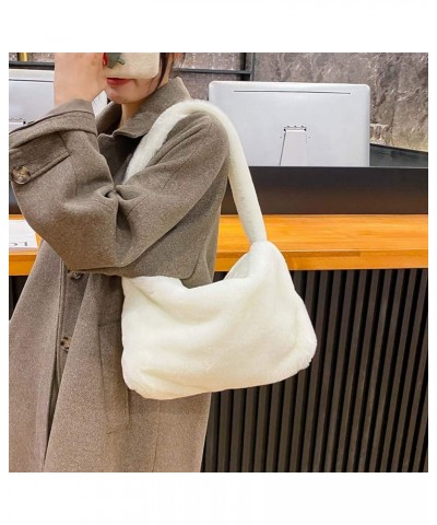 Fashion Animal Pattern Shoulder Underarm Bag Women Plush Top-handle Handbag Beige $8.12 Shoulder Bags