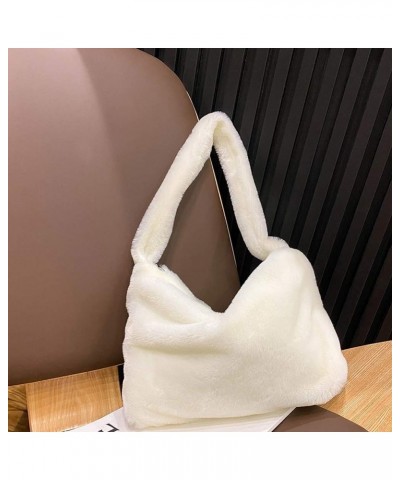 Fashion Animal Pattern Shoulder Underarm Bag Women Plush Top-handle Handbag Beige $8.12 Shoulder Bags