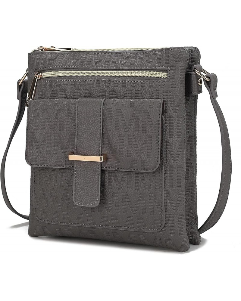 MKF Crossbody Bag for Women – PU Leather Pocketbook Handbag Triple Compartment Messenger Purse – Shoulder Strap Janni Gray $1...