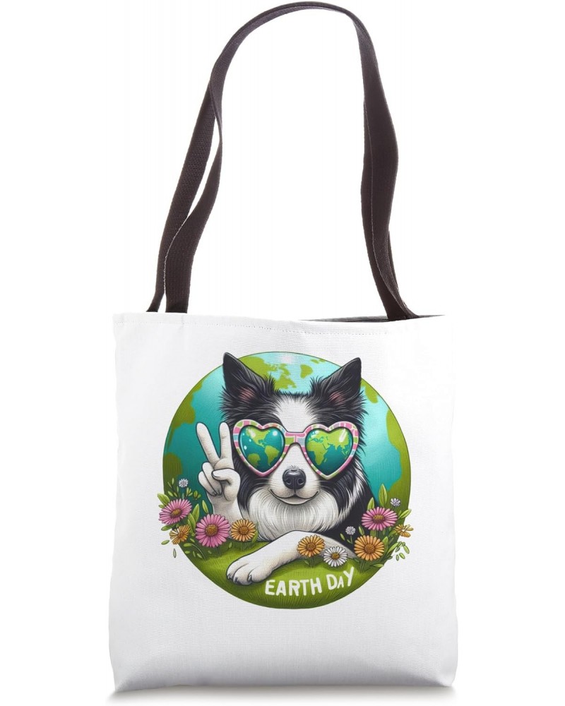 Peace Sign Hand Border Collie Kids Mens Womens Earth Day Tote Bag $14.49 Totes