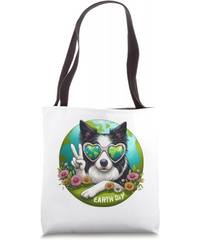 Peace Sign Hand Border Collie Kids Mens Womens Earth Day Tote Bag $14.49 Totes