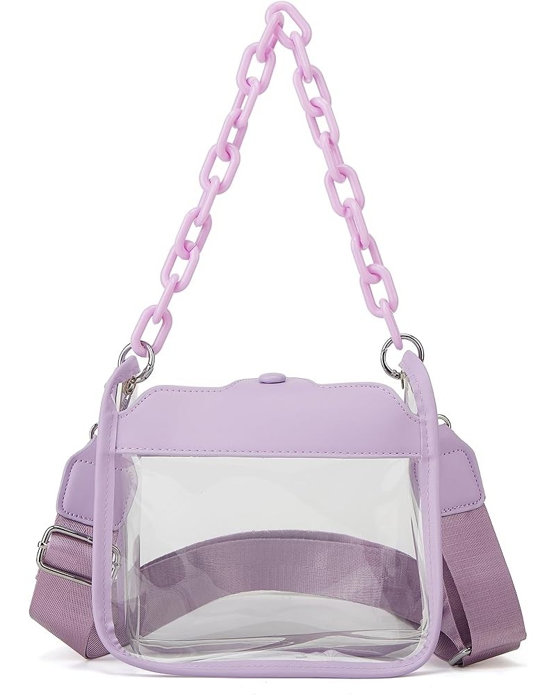 Clear Bag for Women Clear Handbag Concert Bag Stadium Approved Clear Purse Shoulder Crossbody Bag Satchel Hobo Bag Purple $21...