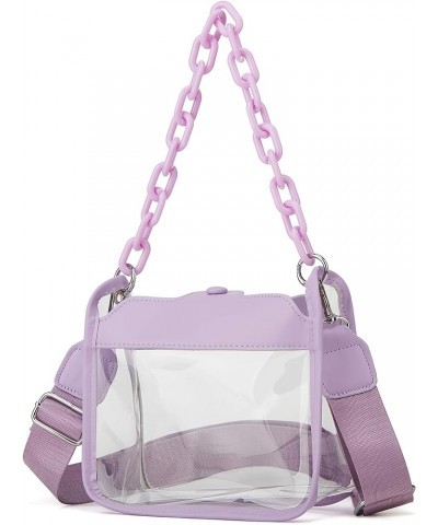 Clear Bag for Women Clear Handbag Concert Bag Stadium Approved Clear Purse Shoulder Crossbody Bag Satchel Hobo Bag Purple $21...