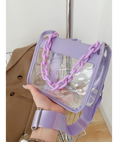 Clear Bag for Women Clear Handbag Concert Bag Stadium Approved Clear Purse Shoulder Crossbody Bag Satchel Hobo Bag Purple $21...