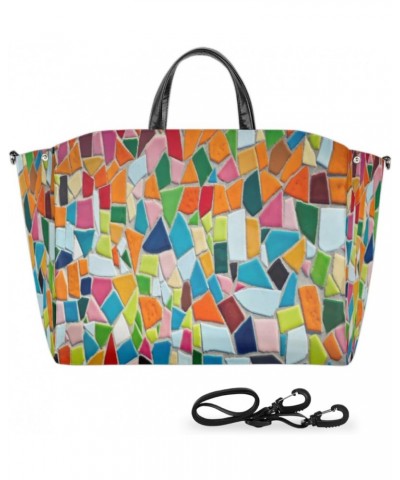 Mosaic Tiles Colorful Large Tote Bag Women Should Bag Extra Large Tote Bags Waterproof Big Crossbody Tote Bag with inner Pock...