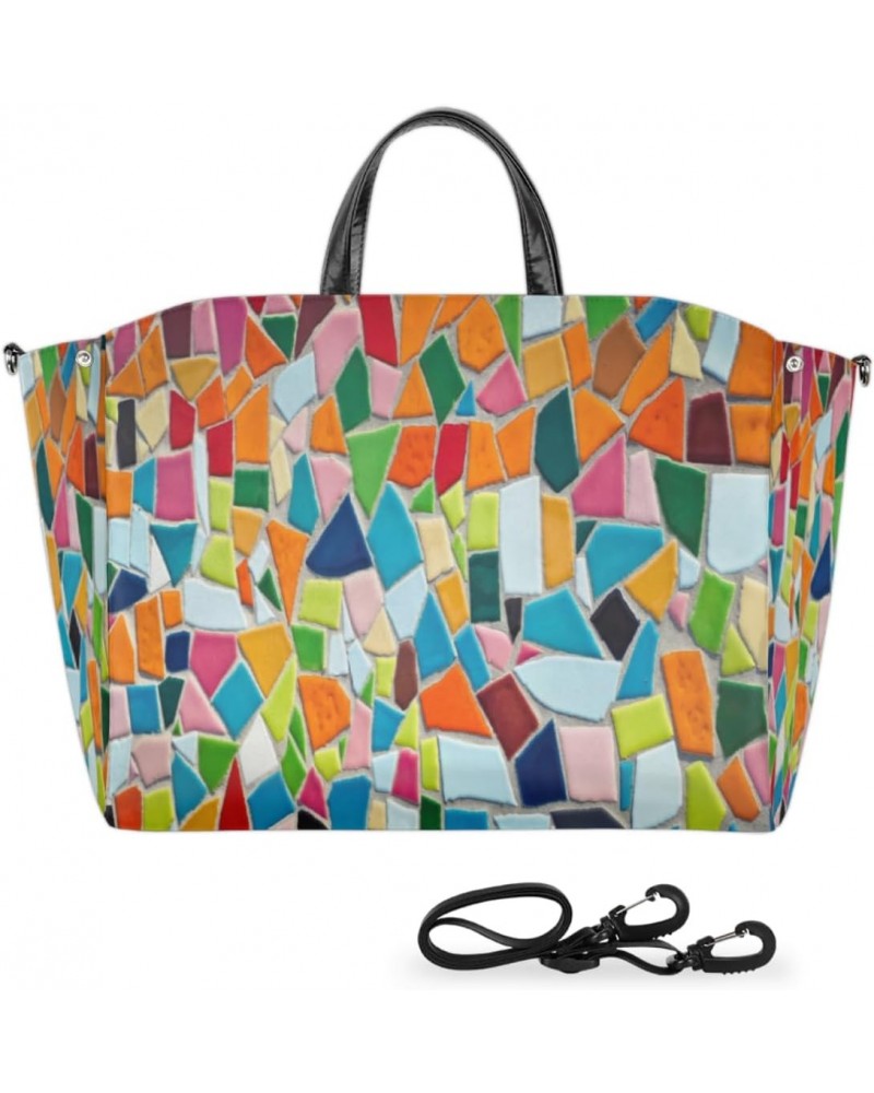 Mosaic Tiles Colorful Large Tote Bag Women Should Bag Extra Large Tote Bags Waterproof Big Crossbody Tote Bag with inner Pock...