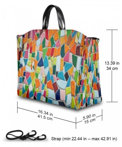 Mosaic Tiles Colorful Large Tote Bag Women Should Bag Extra Large Tote Bags Waterproof Big Crossbody Tote Bag with inner Pock...