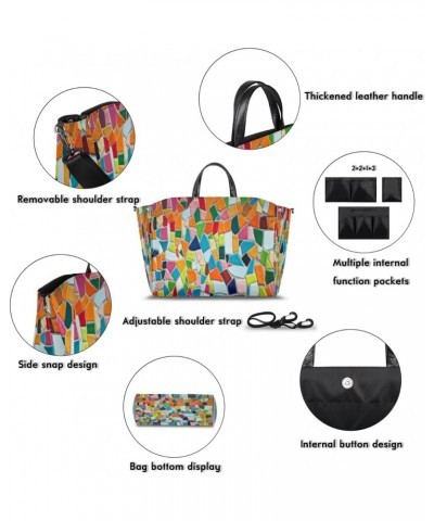 Mosaic Tiles Colorful Large Tote Bag Women Should Bag Extra Large Tote Bags Waterproof Big Crossbody Tote Bag with inner Pock...