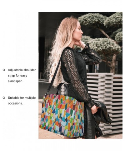 Mosaic Tiles Colorful Large Tote Bag Women Should Bag Extra Large Tote Bags Waterproof Big Crossbody Tote Bag with inner Pock...