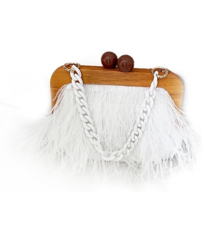 Women Fashion Evening Bag Pleated Tassel Handbag Underarm Bag with Pearl Chain for Party A-white $28.61 Evening Bags