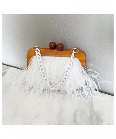 Women Fashion Evening Bag Pleated Tassel Handbag Underarm Bag with Pearl Chain for Party A-white $28.61 Evening Bags