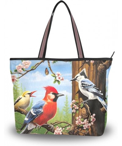 Women Tote Bags Flowers Floral Bird Spring Top Handle Satchel Handbags Shoulder Bag for Shopping 20847880 Bird $8.40 Satchels